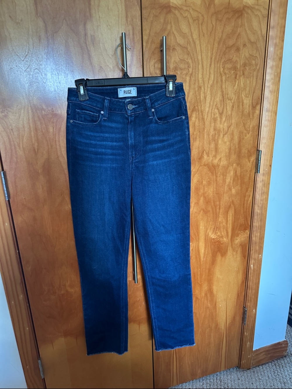 PAIGE Straight Leg Jeans in Deep Indigo not skinny jeans stretchy brand new